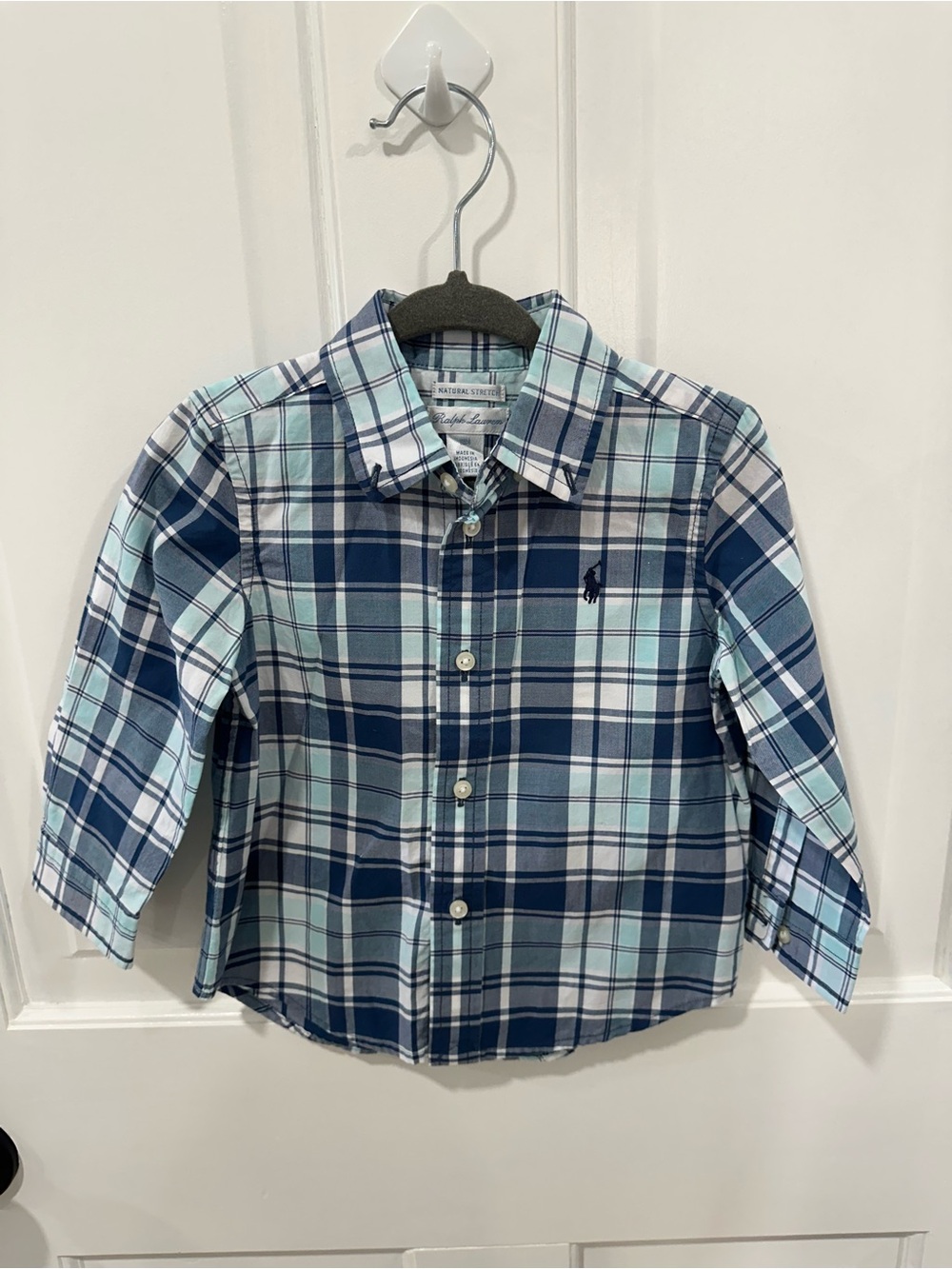 Ralph Lauren Blue & Light Aqua Plaid Button-Down Shirt